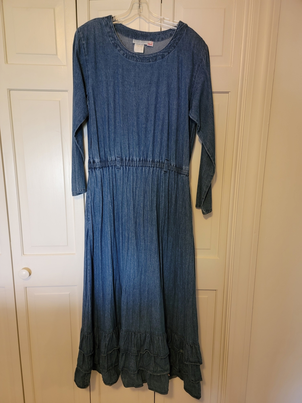 Vintage Gotcha Covered Women's Long Sleeve Denim Maxi Dress - Blue Size 12